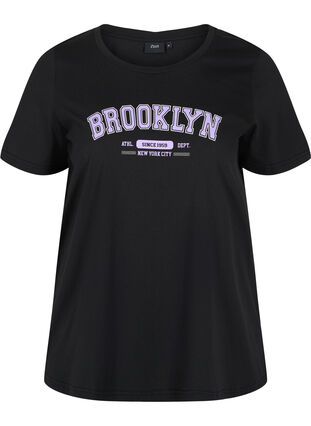T-skjorte i bomull med trykk, Black Brooklyn, Packshot image number 0