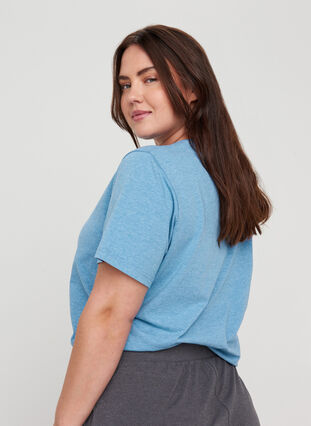 Kortermet pysjamasskjorte med trykk, Blue Yonder Mélange, Model image number 1