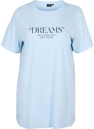 Oversize pysjamas T-skjorte i økologisk bomull, Cashmere Blue DREAMS, Packshot image number 0