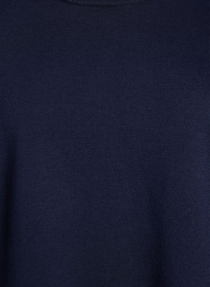 Finstrikket bluse med korte ermer, Bl&aring;, Packshot image number 2