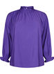 Langermet bluse i viskose med volanger, Prism Violet, Packshot image number 0