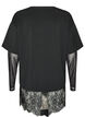 Bluse med mesh-ermer og blondekant, Svart, Packshot image number 1