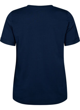 Bomulls T-skjorte med V-hals, Navy Blazer, Packshot image number 1