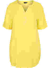 Viskosetunika med V-hals og knapper, Primrose Yellow