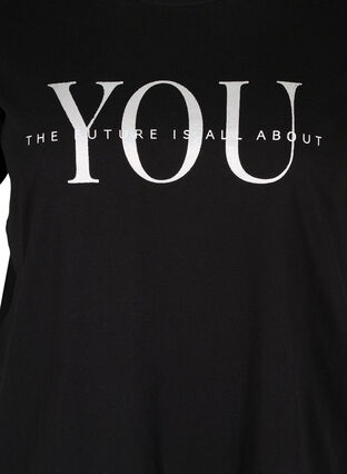T-skjorte i organisk bomull med trykk, Black You, Packshot image number 2