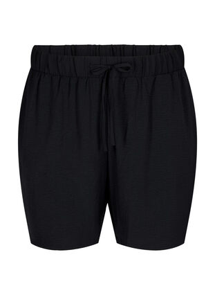 Shorts med lommer og elastisk linning, Black, Packshot image number 0