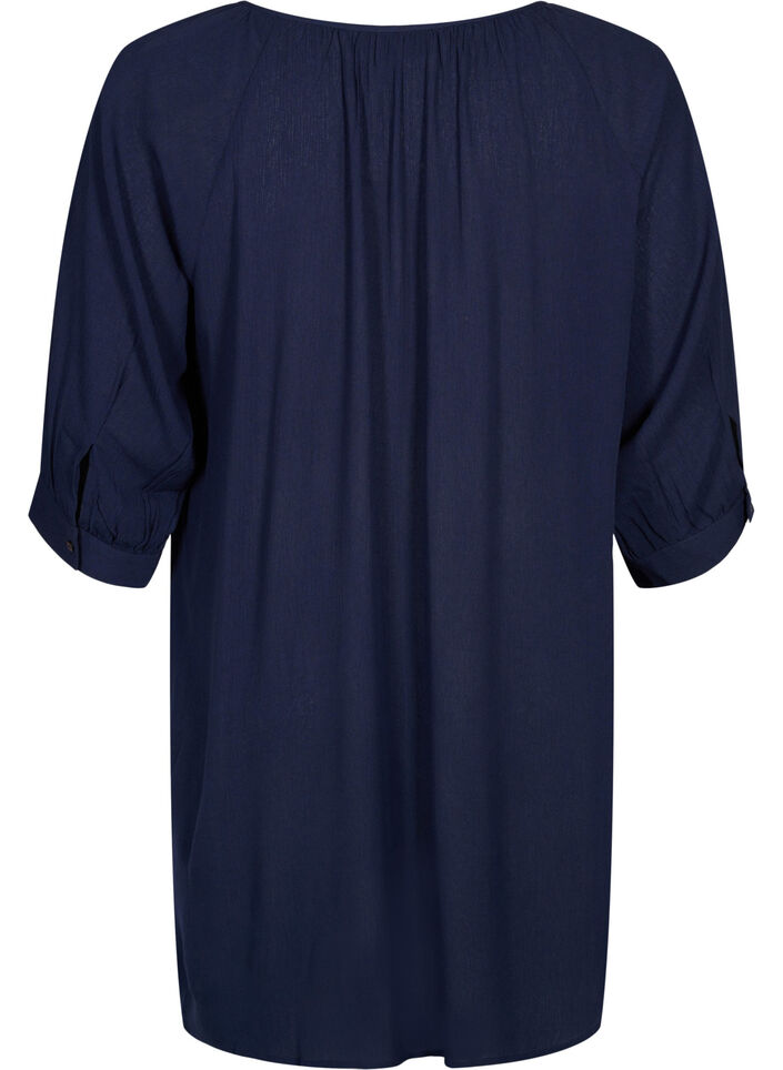 Tunika i viskose med 3/4-ermer, Navy Blazer, Packshot