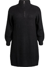 FLASH - Kort strikket kjole med høy hals, Black