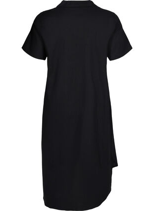Lang bomullsskjorte med korte ermer, Black, Packshot image number 1