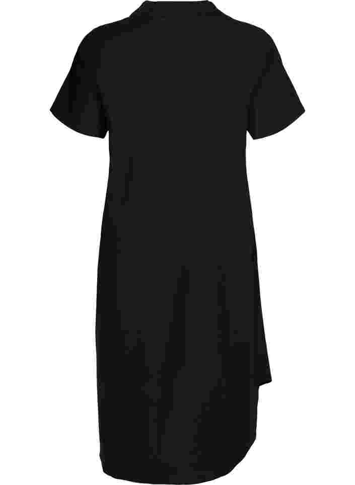 Lang bomullsskjorte med korte ermer, Black, Packshot image number 1