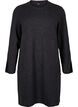 Strikket kjole med rund hals og splitt, Dark Grey Melange, Packshot image number 0