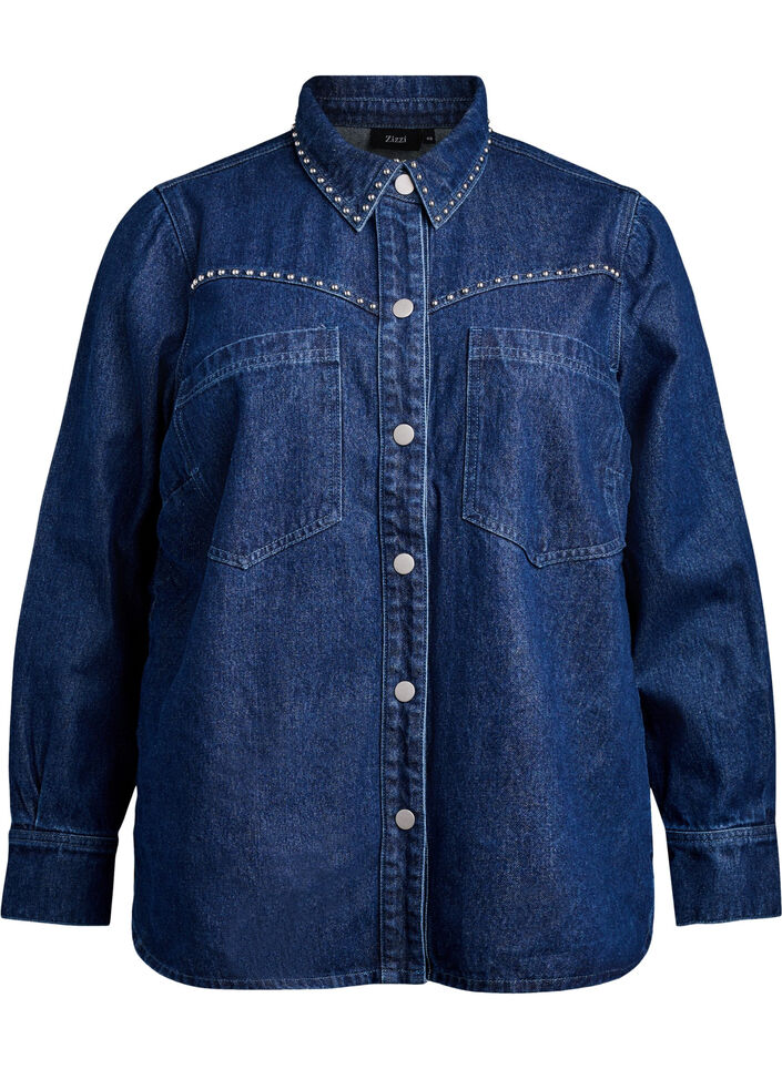 Denimskjorte med nagler, Blå, Packshot