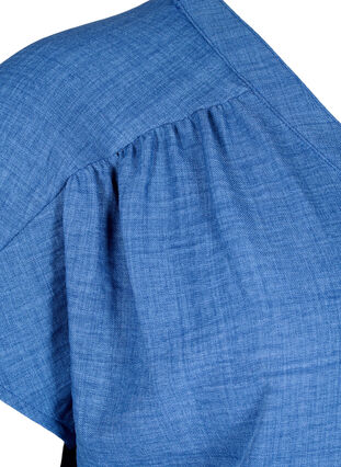 Zizzi Skjortebluse med V-hals eog korte ermer, Blå, Packshot image number 3