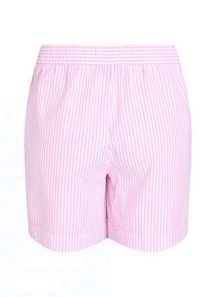 Zizzi FLASH - Stripete shorts med høy midje, Rosa, Packshot image number 1