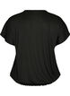 Jerseybluse med teksturerte striper og en smocket fold, Svart, Packshot image number 1