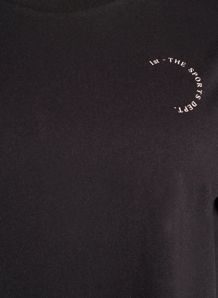 Sporty t-skjorte i &oslash;kologisk bomull, Svart, Packshot image number 2