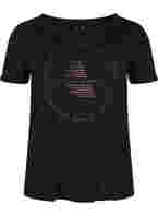 T-skjorte til trening med trykk, Black w. copper logo