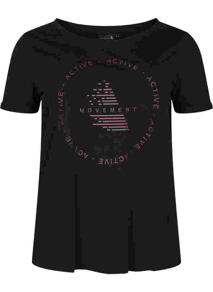 T-skjorte til trening med trykk, Black w. copper logo, Packshot image number 0