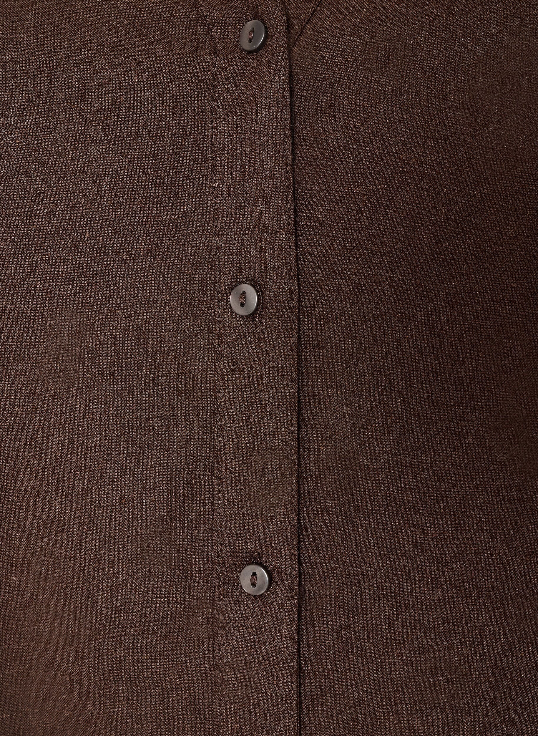 ZizziLang skjorte i lin og viskose, Brun, Packshot image number 2