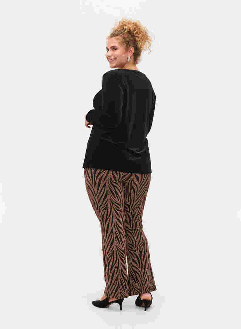Mønstrete bukser med glitter, Black Lurex AOP, Model image number 1