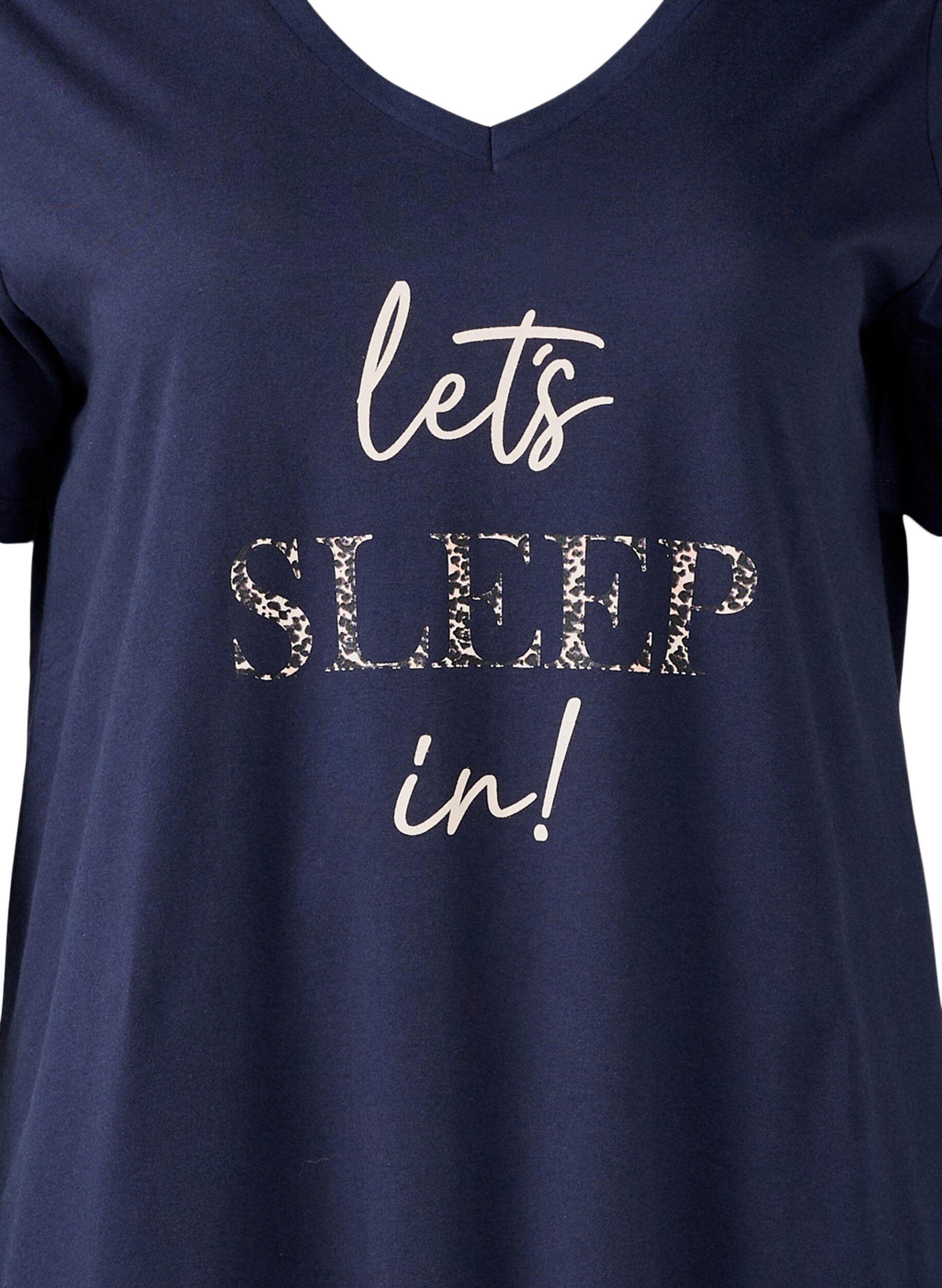 Zizzi Nattkjole i &oslash;kologisk bomull med V-hals, Bl&aring;, Packshot image number 2