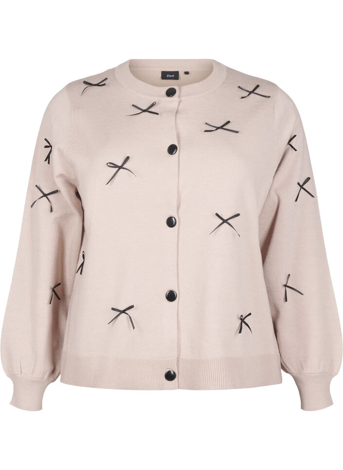 Strikket cardigan med sløyfer, Simply T. Black Bows, Packshot image number 0