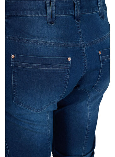 Slim fit caprijeans med lommer, Dark blue denim, Packshot image number 3