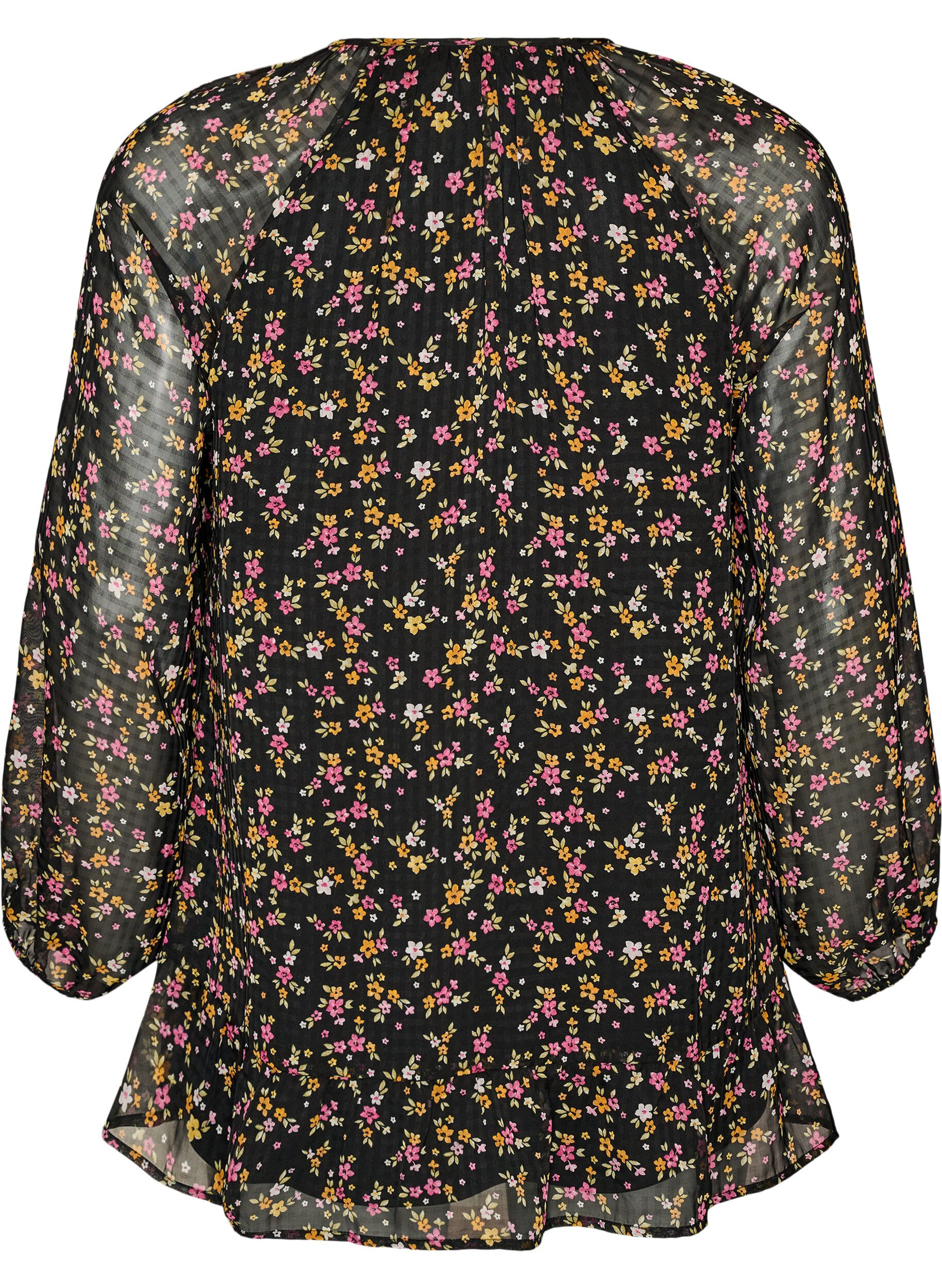 ZizziA-linjeformet tunika med blomsterprint, Svart, Packshot image number 1
