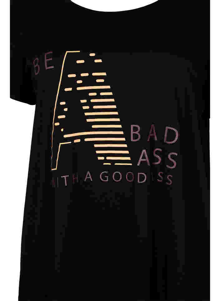 T-skjorte til trening med trykk, Black w. Bad Ass, Packshot image number 2