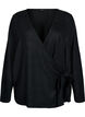 Jersey-wrap bluse med knytebelte, Svart, Packshot image number 0
