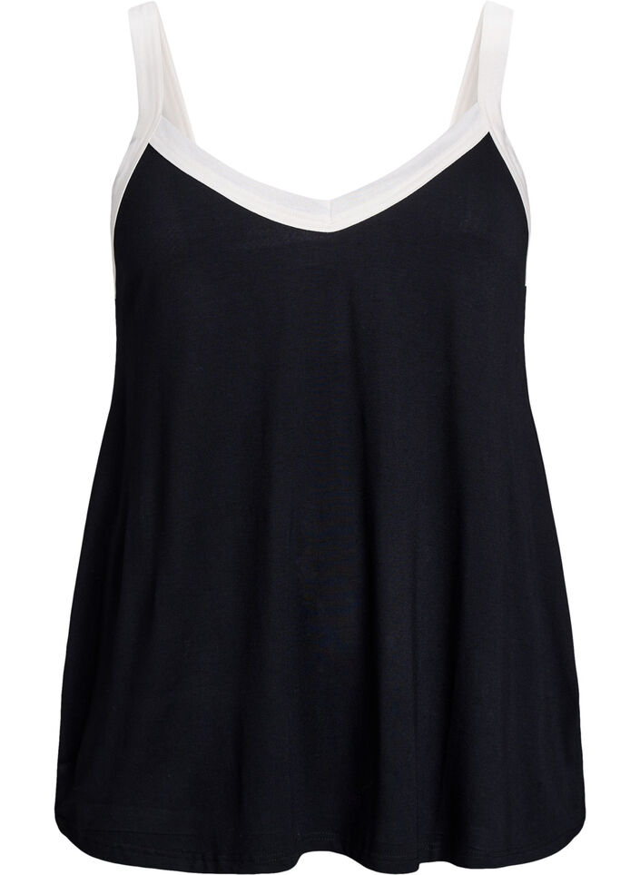 Nattopp med stropper og V-hals, Svart, Packshot image number 0