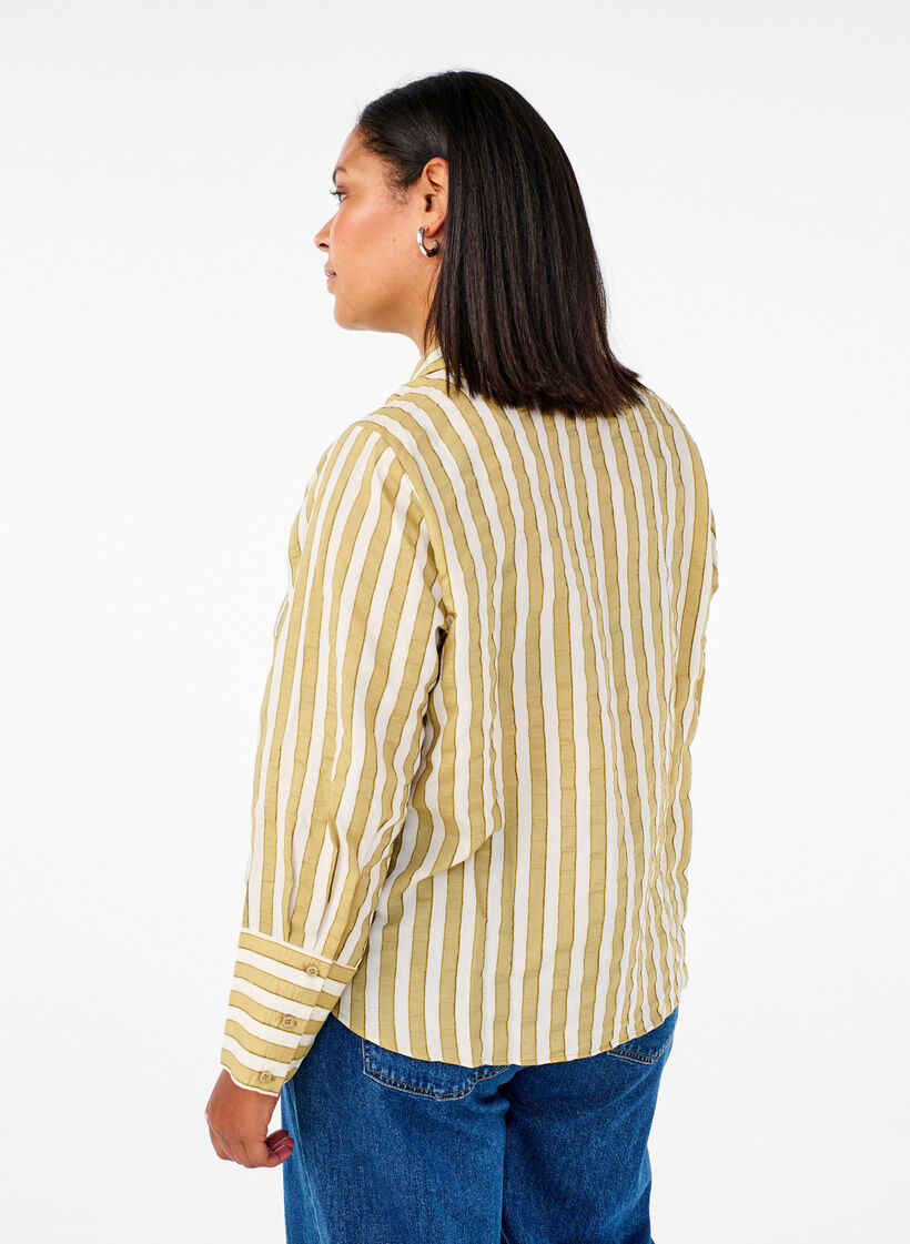 Ledig skjorte med striper, Grønn, Model image number 2