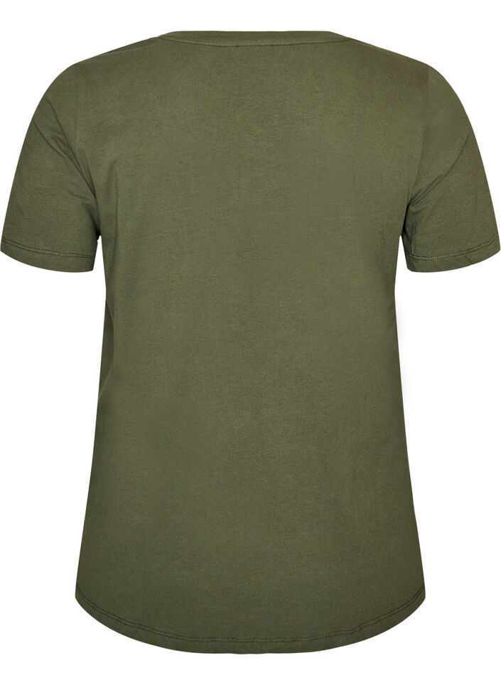 Ensfarget basic T-skjorte i bomull, Gr&oslash;nn, Packshot image number 1