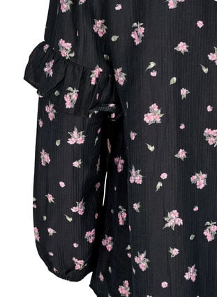 Zizzi Blomstret bluse i lyocell, Svart, Packshot image number 3