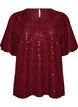 Paljettbluse med ballongermer, R&oslash;d, Packshot image number 0