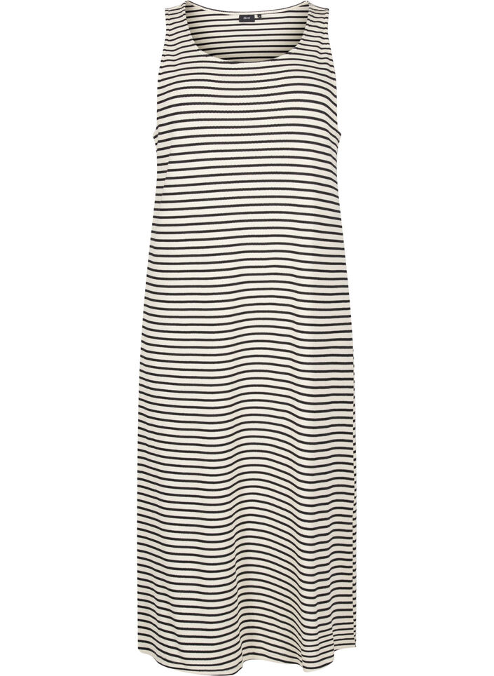 Stripete midi tankkjole, White Black Stripe, Packshot