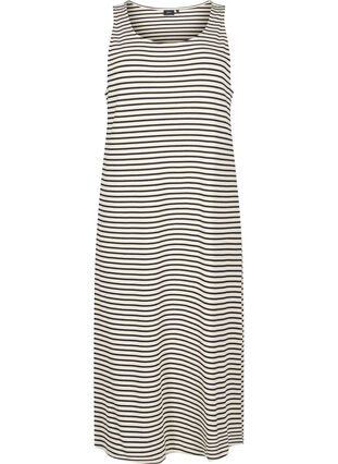 Zizzi Stripete midi tankkjole, White Black Stripe, Packshot image number 0