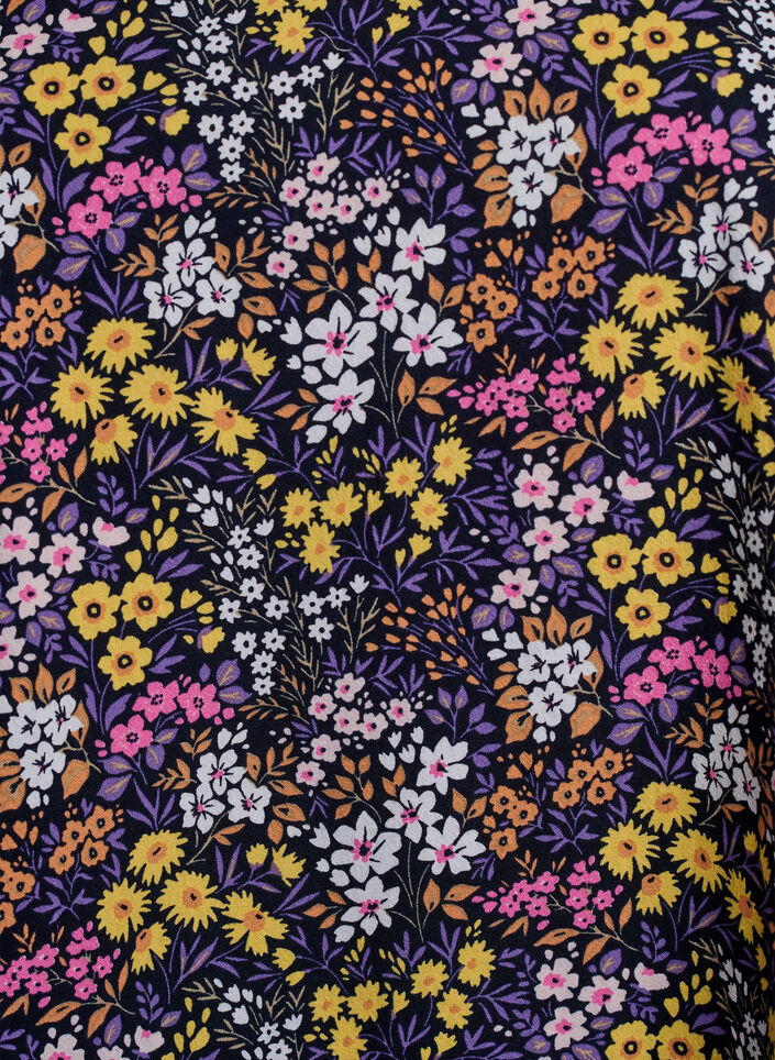 Kort A-linje kjole med blomstertrykk, Bl&aring;, Packshot image number 2