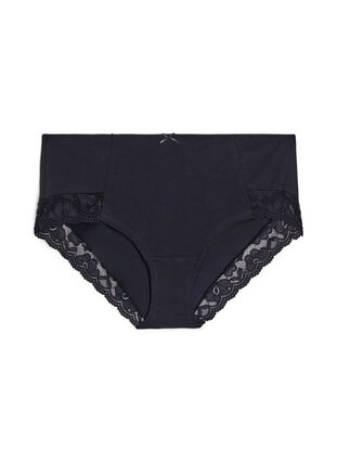 Zizzi Hipster-truser med blondekant, 3 stk., Black, Packshot image number 2