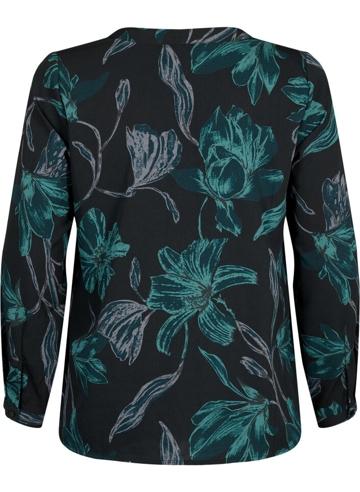 FLASH - bluse med lange ermer og trykk, Black Scarab Flower, Packshot image number 1