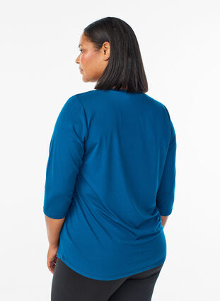 Zizzi Treningsbluse med 3/4-ermer, Blå, Model image number 2