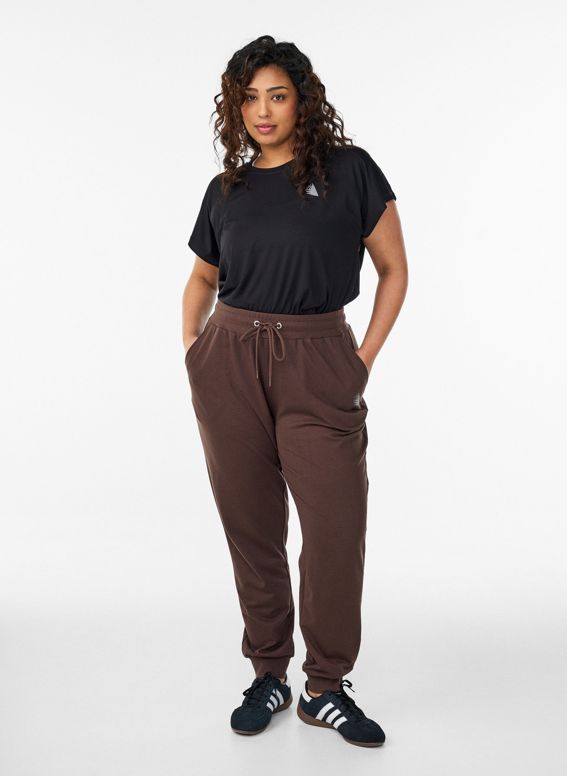 ZizziL&oslash;se joggebukser med lommer, Brun, Model image number 1