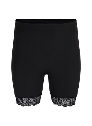 Light shapewear shorts med blondekant, Black, Packshot image number 0