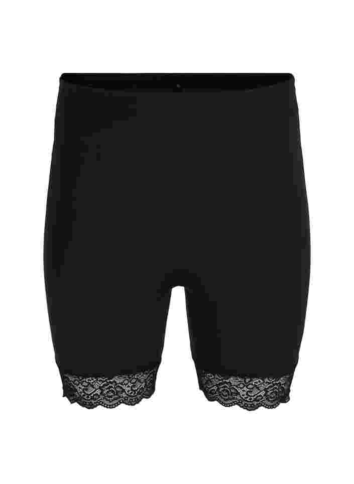 Light shapewear shorts med blondekant, Black, Packshot image number 0