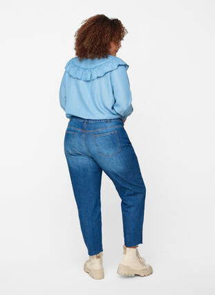 Cropped mom fit Mille jeans med en løs passform, Blue Denim 5, Model image number 1
