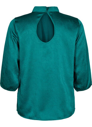 Bluse med 3/4-ermer og kinakrage, Evergreen, Packshot image number 1