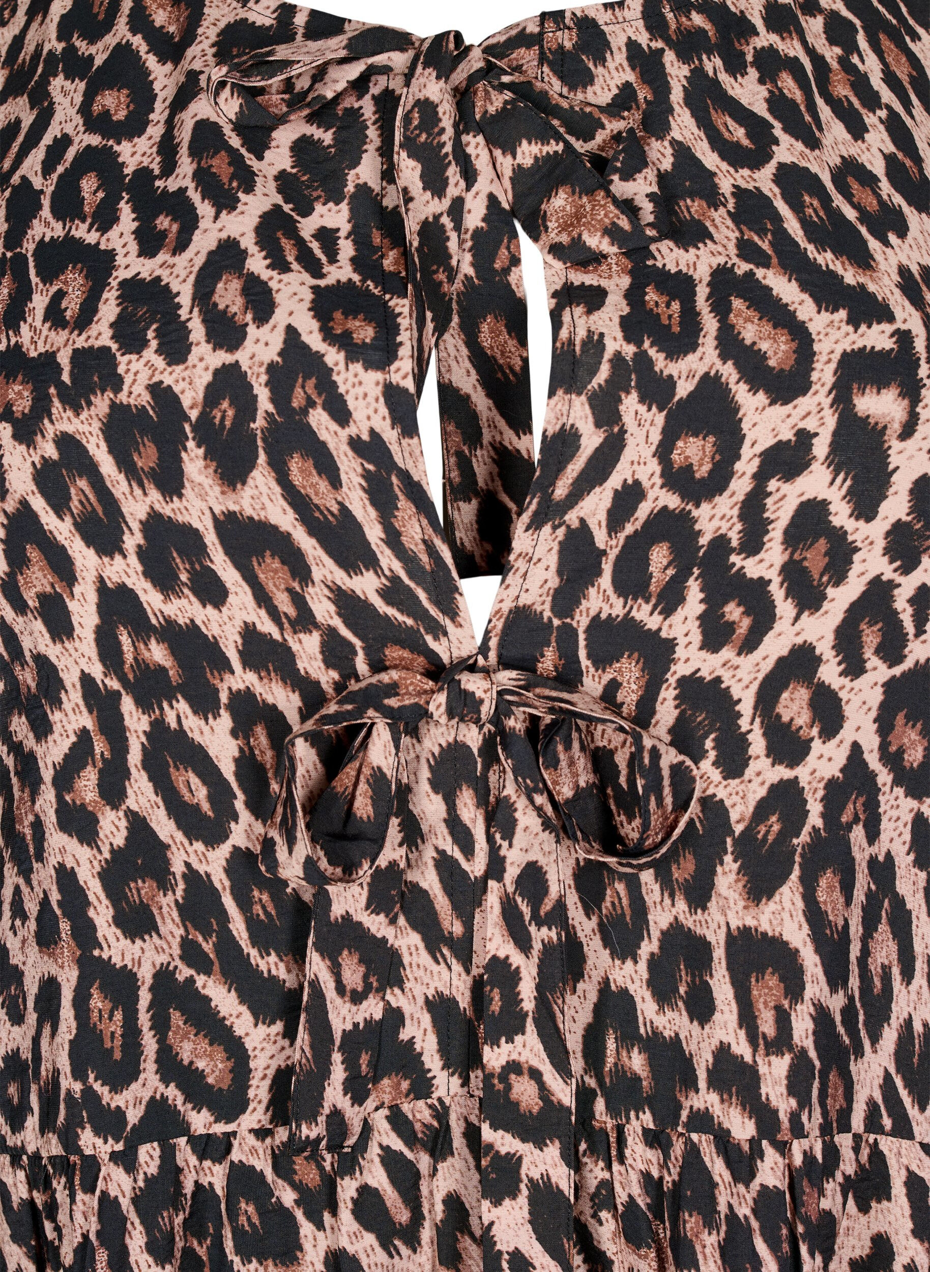 Zizzi Kjole med sl&oslash;yfer og 3/4 ermer, LEO AOP, Packshot image number 2