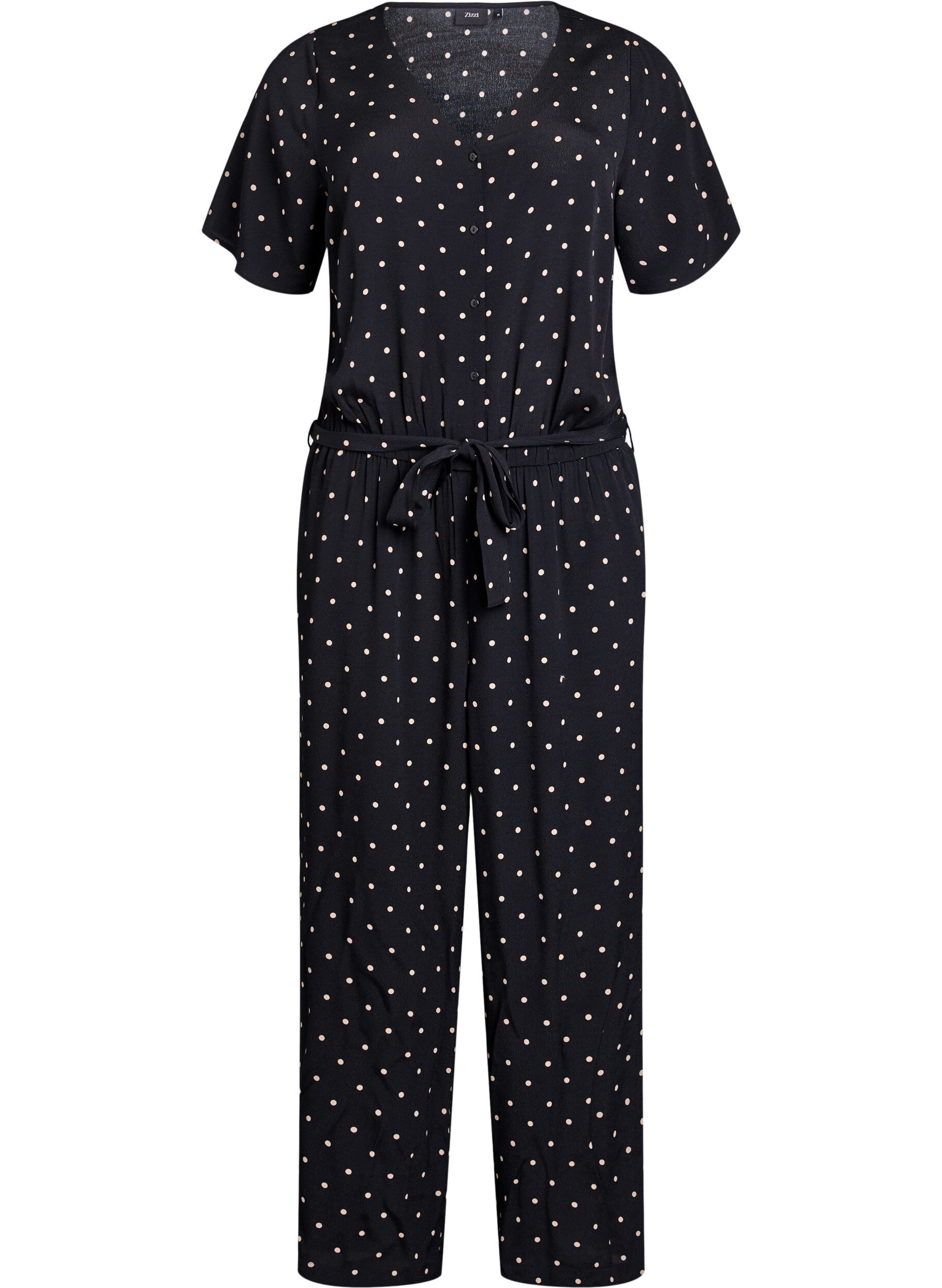 Prikket jumpsuit med korte ermer