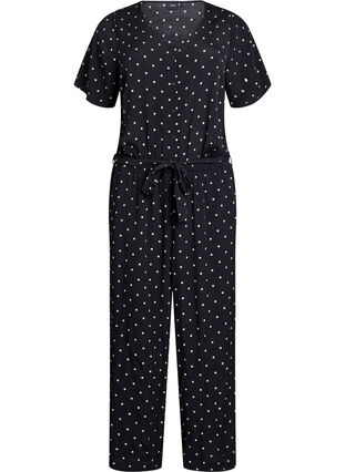 Zizzi Prikket jumpsuit med korte ermer, Svart, Packshot image number 0