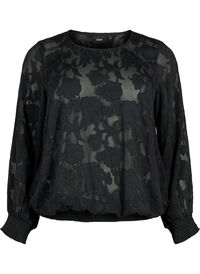 Jacquardbluse med smocking